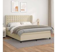 vidaXL Giroletto a Molle con Materasso Crema 160x200 cm in Similpelle