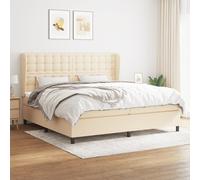 vidaXL Giroletto a Molle con Materasso Crema 200x200 cm in Tessuto