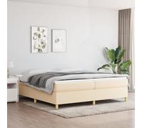 vidaXL Giroletto a Molle con Materasso Crema 200x200 cm in Tessuto