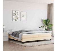 vidaXL Giroletto a Molle con Materasso Crema 200x200 cm in Tessuto