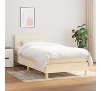 vidaXL Giroletto a Molle con Materasso Crema 90x190 cm in Tessuto