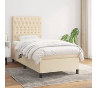 vidaXL Giroletto a Molle con Materasso Crema 90x190 cm in Tessuto