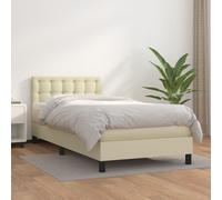 vidaXL Giroletto a Molle con Materasso Crema 90x200 cm in Similpelle