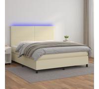 vidaXL Giroletto a Molle con Materasso e LED Crema 160x200 cm