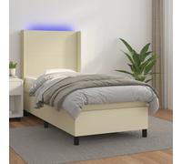 vidaXL Giroletto a Molle con Materasso e LED Crema 80x200cm Similpelle