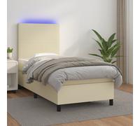 vidaXL Giroletto a Molle con Materasso e LED Crema 80x200cm Similpelle