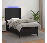 vidaXL Giroletto a Molle con Materasso e LED Nero 100x200cm Similpelle