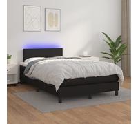 Giroletto a Molle con Materasso e LED Nero 120x200cm Similpelle