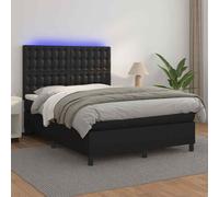 vidaXL Giroletto a Molle con Materasso e LED Nero 140x190cm Similpelle