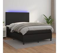 vidaXL Giroletto a Molle con Materasso e LED Nero 140x190cm Similpelle
