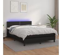 vidaXL Giroletto a Molle con Materasso e LED Nero 140x200cm Similpelle
