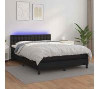 vidaXL Giroletto a Molle con Materasso e LED Nero 140x200cm Similpelle
