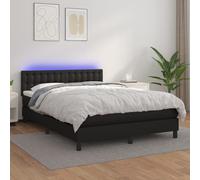 vidaXL Giroletto a Molle con Materasso e LED Nero 140x200cm Similpelle
