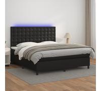 vidaXL Giroletto a Molle con Materasso e LED Nero 180x200cm Similpelle