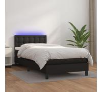 vidaXL Giroletto a Molle con Materasso e LED Nero 80x200 cm Similpelle