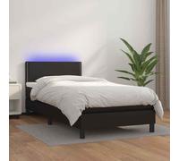 Giroletto a molle con materasso e led nero 90x200 cm similpelle