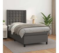 vidaXL Giroletto a Molle con Materasso Grigio 100x200 cm in Similpelle