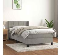 vidaXL Giroletto a Molle con Materasso Grigio Chiaro 100x200cm Velluto