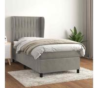 vidaXL Giroletto a Molle con Materasso Grigio Chiaro 100x200cm Velluto