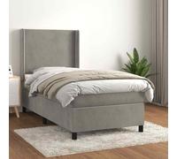 vidaXL Giroletto a Molle con Materasso Grigio Chiaro 100x200cm Velluto