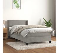 vidaXL Giroletto a Molle con Materasso Grigio Chiaro 100x200cm Velluto