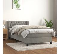 vidaXL Giroletto a Molle con Materasso Grigio Chiaro 100x200cm Velluto