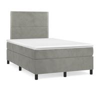 vidaXL Giroletto a Molle con Materasso Grigio Chiaro 120x190cm Velluto