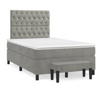 vidaXL Giroletto a Molle con Materasso Grigio Chiaro 120x190cm Velluto