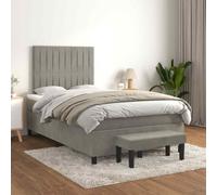 vidaXL Giroletto a Molle con Materasso Grigio Chiaro 120x200cm Velluto