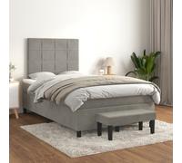 vidaXL Giroletto a Molle con Materasso Grigio Chiaro 120x200cm Velluto