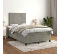 vidaXL Giroletto a Molle con Materasso Grigio Chiaro 120x200cm Velluto