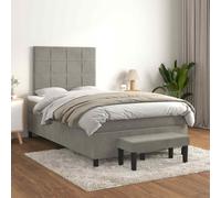 vidaXL Giroletto a Molle con Materasso Grigio Chiaro 120x200cm Velluto