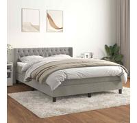 Giroletto a molle con materasso grigio chiaro 140x190cm velluto