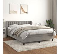 vidaXL Giroletto a Molle con Materasso Grigio Chiaro 140x190cm Velluto