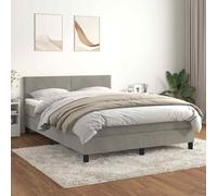 vidaXL Giroletto a Molle con Materasso Grigio Chiaro 140x190cm Velluto