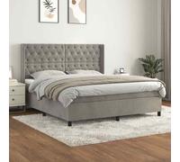 vidaXL Giroletto a Molle con Materasso Grigio Chiaro 160x200cm Velluto