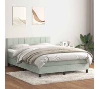 vidaXL Giroletto a Molle con Materasso Grigio Chiaro 160x220cm Velluto