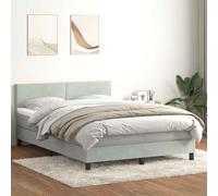 vidaXL Giroletto a Molle con Materasso Grigio Chiaro 160x220cm Velluto