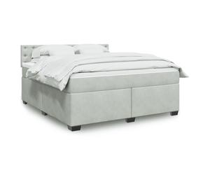 vidaXL Giroletto a Molle con Materasso Grigio Chiaro 180x200cm Velluto