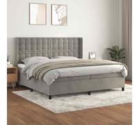 vidaXL Giroletto a Molle con Materasso Grigio Chiaro 200x200cm Velluto