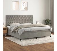 vidaXL Giroletto a Molle con Materasso Grigio Chiaro 200x200cm Velluto