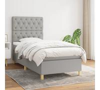 vidaXL Giroletto a Molle con Materasso Grigio Chiaro 80x200 cm Tessuto