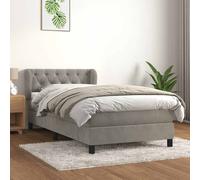 vidaXL Giroletto a Molle con Materasso Grigio Chiaro 80x200 cm Velluto