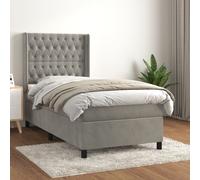 vidaXL Giroletto a Molle con Materasso Grigio Chiaro 80x200 cm Velluto