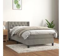 vidaXL Giroletto a Molle con Materasso Grigio Chiaro 80x200 cm Velluto