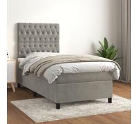 vidaXL Giroletto a Molle con Materasso Grigio Chiaro 80x200 cm Velluto