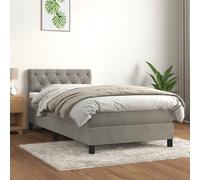 vidaXL Giroletto a Molle con Materasso Grigio Chiaro 80x200 cm Velluto