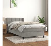 Giroletto a Molle con Materasso Grigio Chiaro 80x200 cm Velluto
