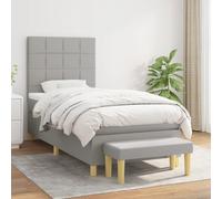 vidaXL Giroletto a Molle con Materasso Grigio Chiaro 90x190 cm Tessuto
