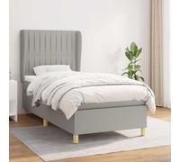 vidaXL Giroletto a Molle con Materasso Grigio Chiaro 90x190 cm Tessuto